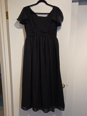 Elegant Black Flutter-Sleeve Formal Dress for Girls